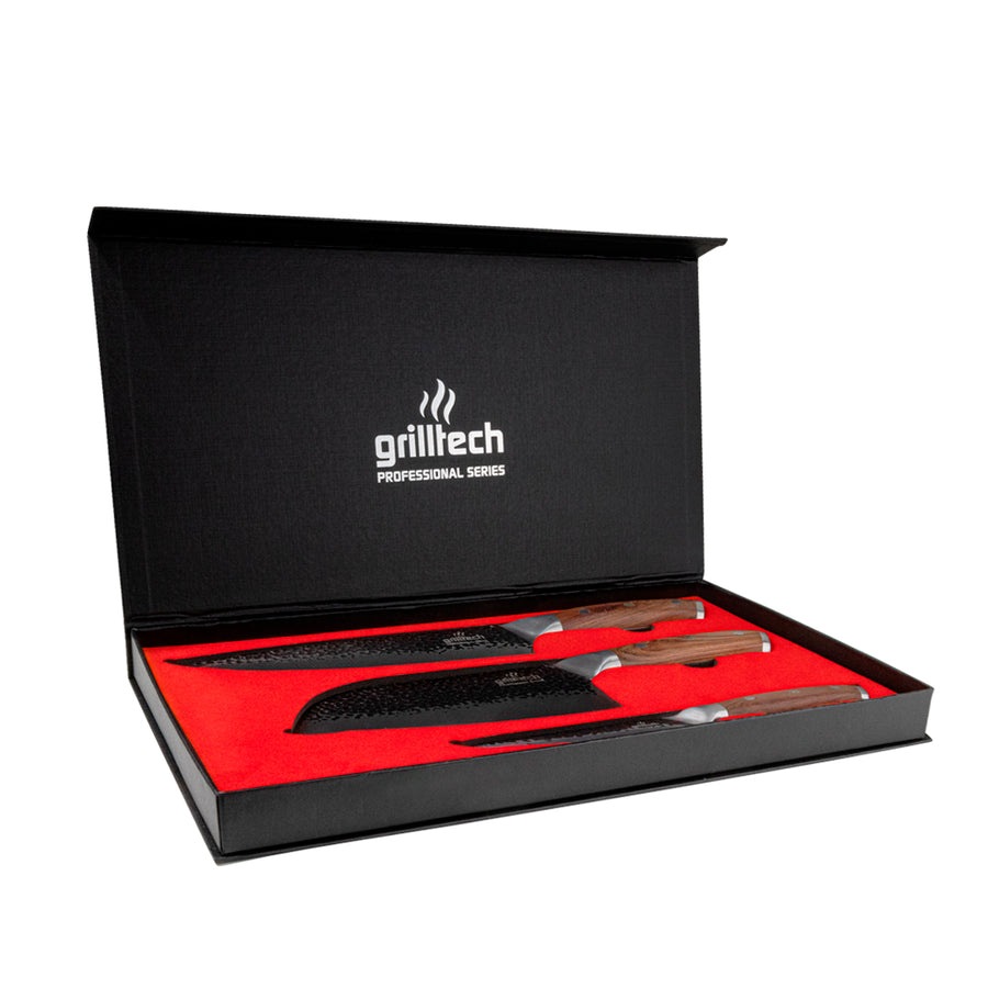 Pack 3 Cuchillos Rústicos Martillados - Locos por la Parrilla