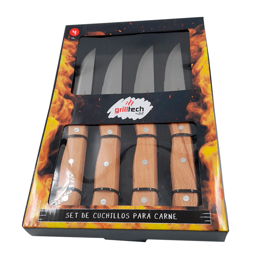 Display Box 4 Cuchillos de Carne - Locos por la Parrilla