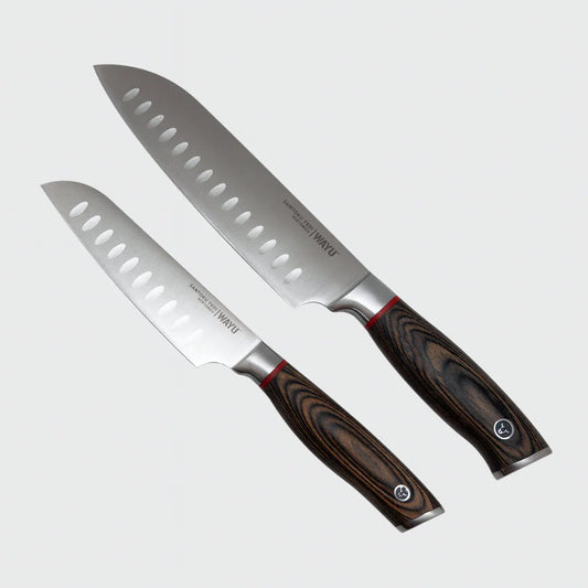 Set 2 Cuchillos Santoku Ring Red Wayu