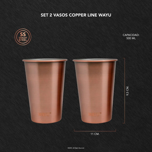 Set 2 Vasos 500ML Copper Line Wayu