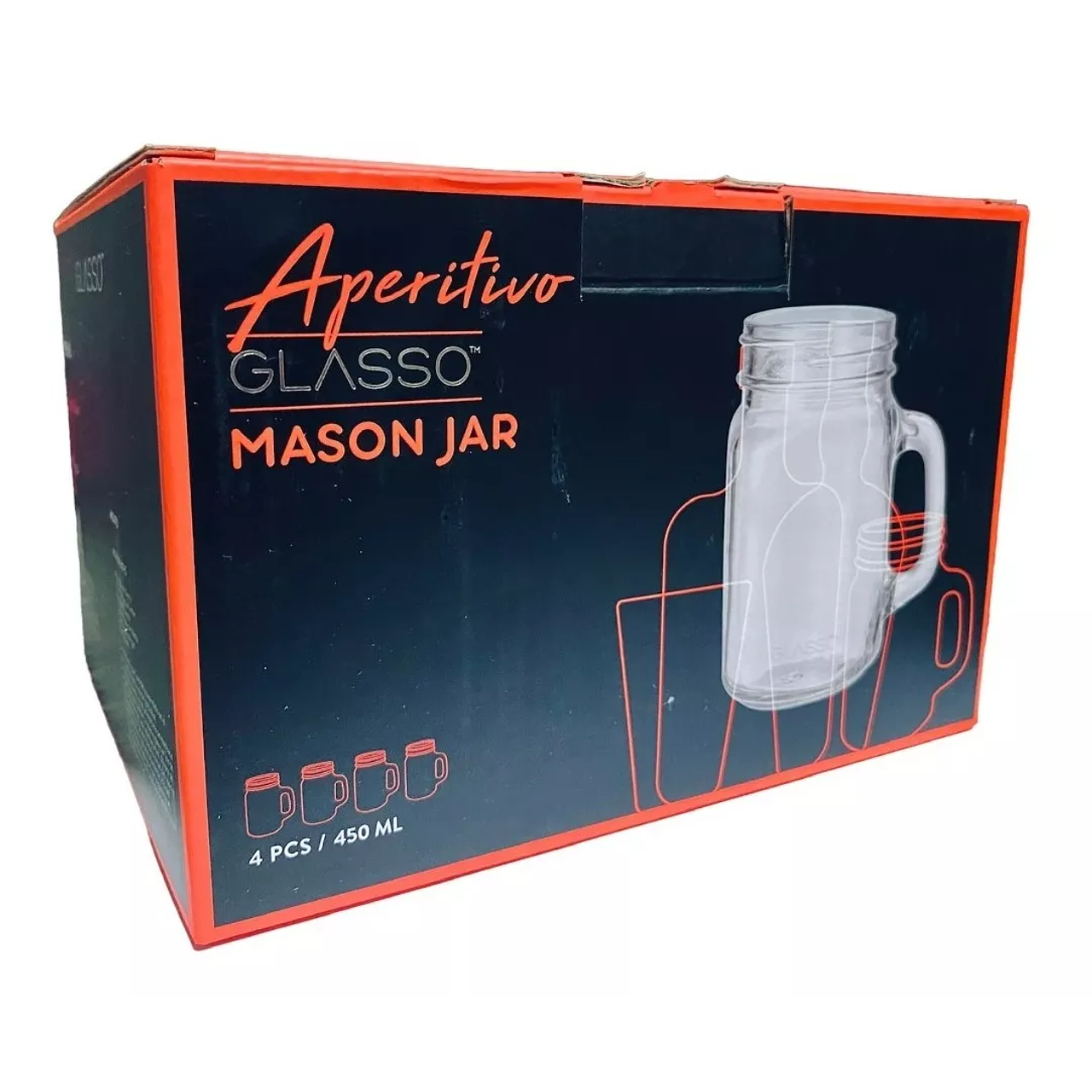 Set 4 Vasos Mojito/jugos Mason Jar 450 ml - Locos por la Parrilla