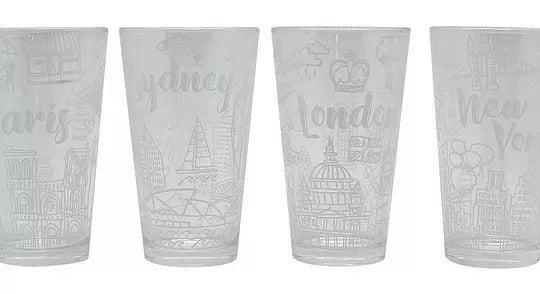 Set 4 vasos Colección City 475 ml - Locos por la Parrilla