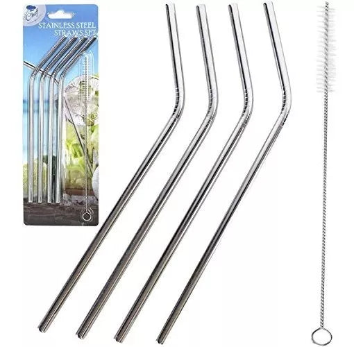 Set 4 Bombillas Metálicas Reutilizable Lavable + Cepillo - Locos por la Parrilla