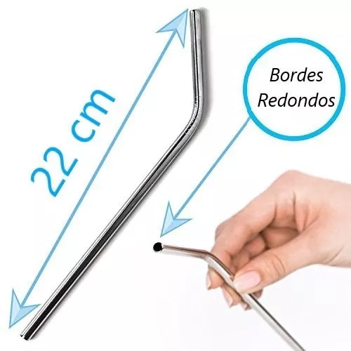 Set 4 Bombillas Metálicas Reutilizable Lavable + Cepillo - Locos por la Parrilla