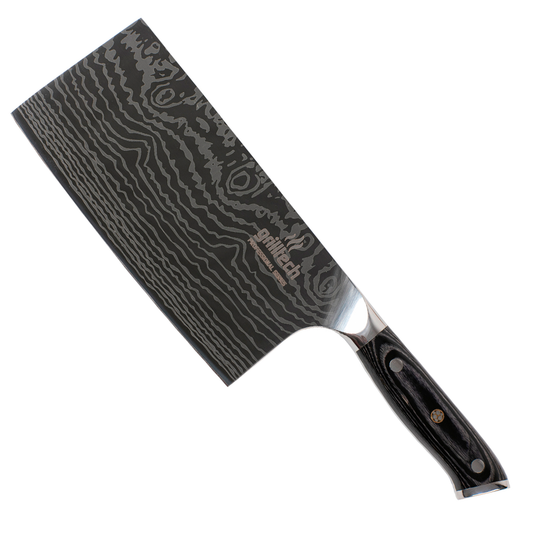 Cuchillo Hacha 7" Estilo Damascus - Locos por la Parrilla