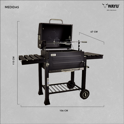 Parrilla a Carbón con tapa y Espiedo