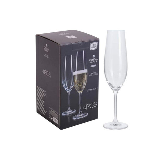 Set 4 copas champagne Crystalline 260 cc - Locos por la Parrilla