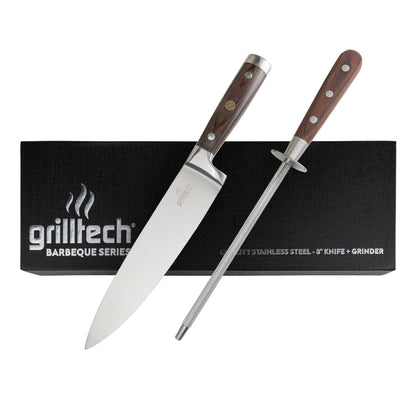 Cuchillo Chef 8" + Chaira Afiladora - Locos por la Parrilla