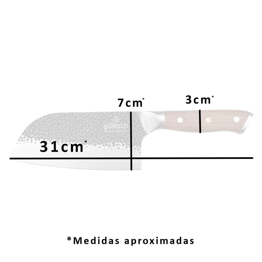 Cuchillo Machete Martillado 8" Inoxidable - Locos por la Parrilla