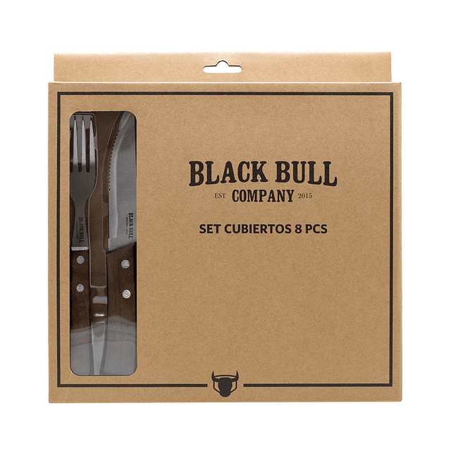 Set cubiertos 8 piezas Black Bull - Locos por la Parrilla