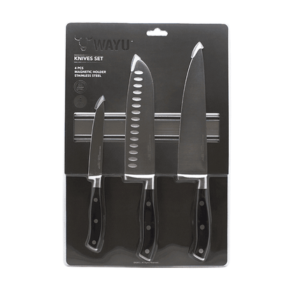 Set Cuchillo + Barra Magnética Mango Negro - Locos por la Parrilla