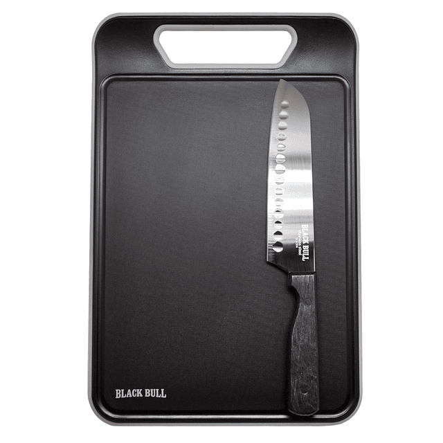 Set Tabla + Cuchillo Santoku Black Bull - Locos por la Parrilla