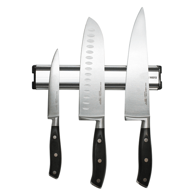 Set Cuchillo + Barra Magnética Mango Negro - Locos por la Parrilla