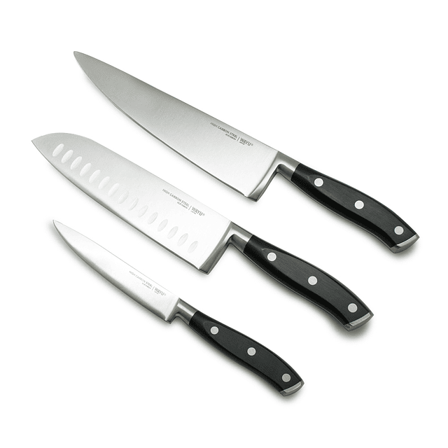 Set Cuchillo + Barra Magnética Mango Negro - Locos por la Parrilla