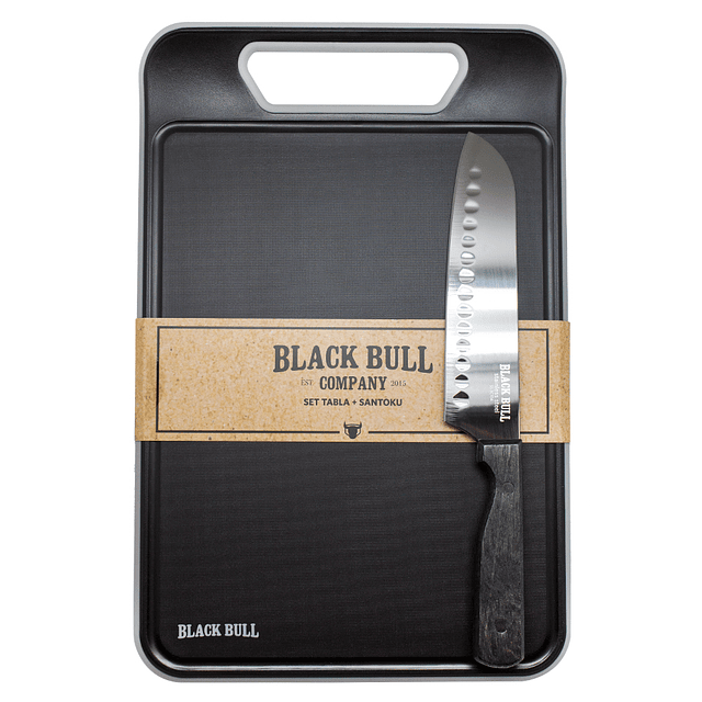 Set Tabla + Cuchillo Santoku Black Bull - Locos por la Parrilla