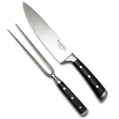 Set Cuchillo + Pincho Platinum Black Bull - Locos por la Parrilla