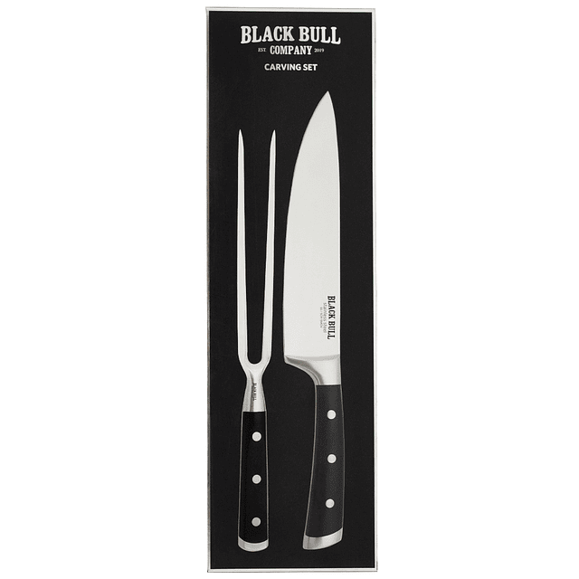 Set Cuchillo + Pincho Platinum Black Bull - Locos por la Parrilla