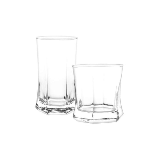 Set de 12 Vasos Mix Altos y Bajos Vivaldi diseño diamante - Locos por la Parrilla