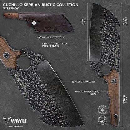 Cuchillo Serbian Con Funda Rustic Collection Wayu