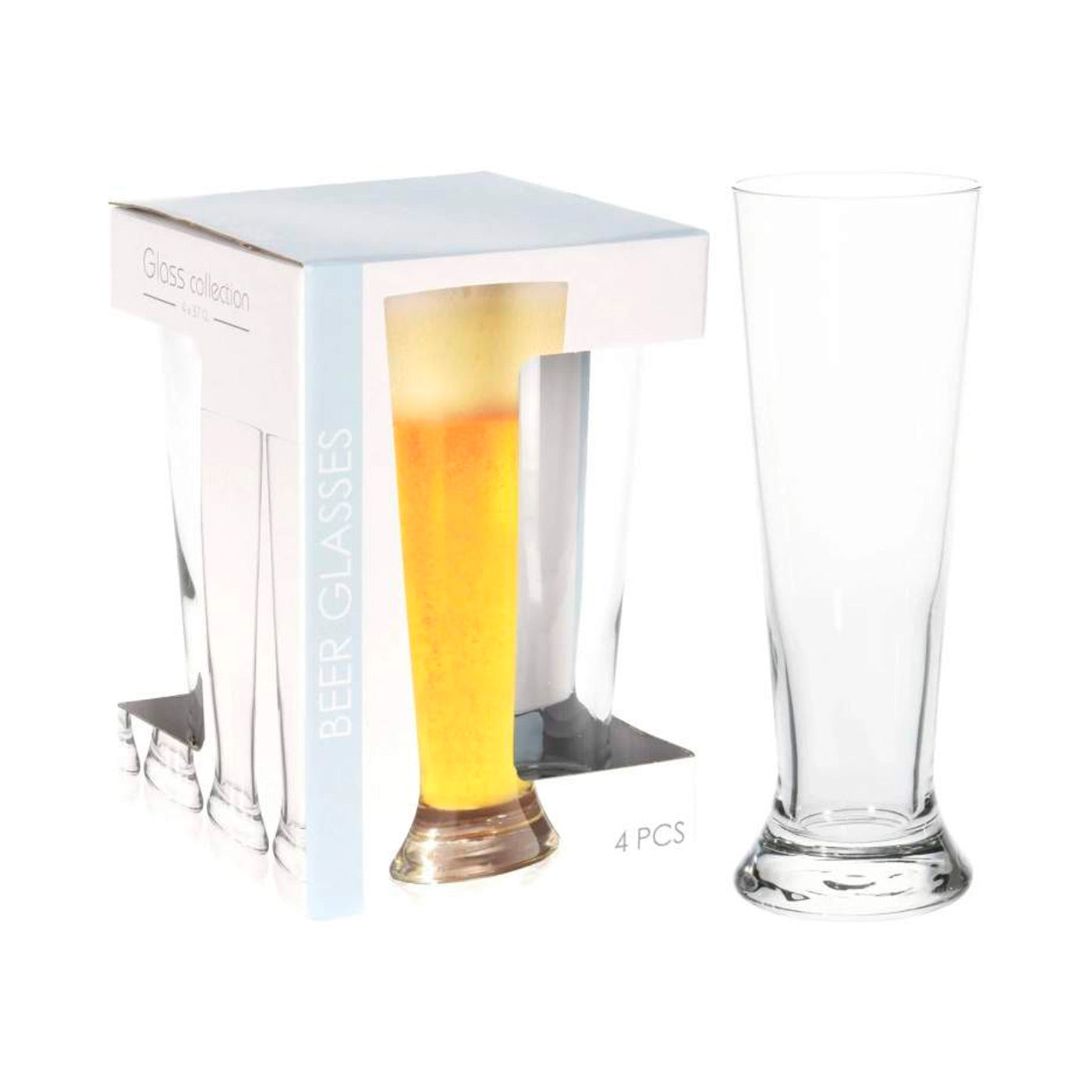 Set 4 vasos cerveceros 370cc Glass - Locos por la Parrilla