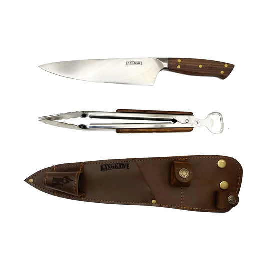 Set Cuchillo Catemu + Tenaza Con Funda De Cuero Café