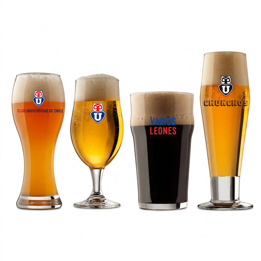 Set 4 vasos cerveceros collection Universidad de Chile