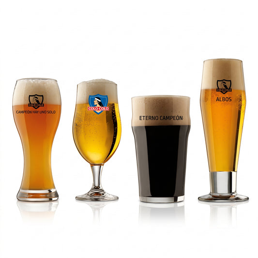 Set 4 vasos cerveceros collection Colo Colo