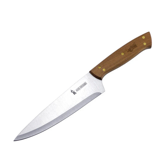 Set Parrillero Tabla + Cuchillo Con Funda De Cuero Café