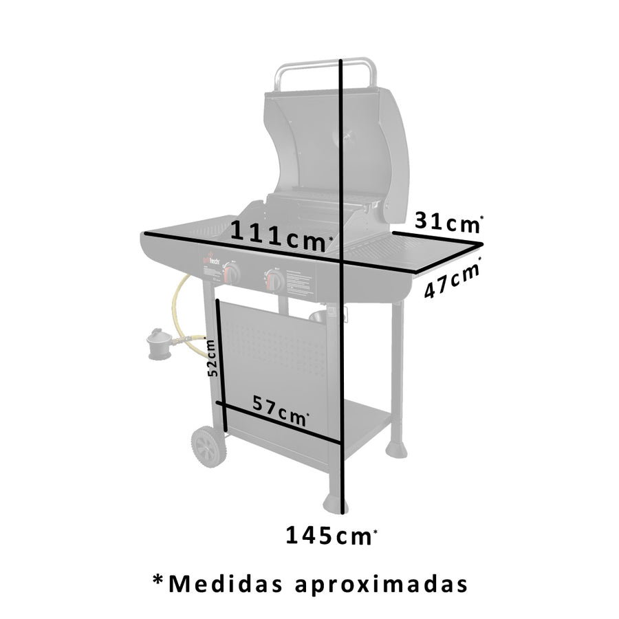 Parrilla Gas 2 Quemadores Black - Locos por la Parrilla