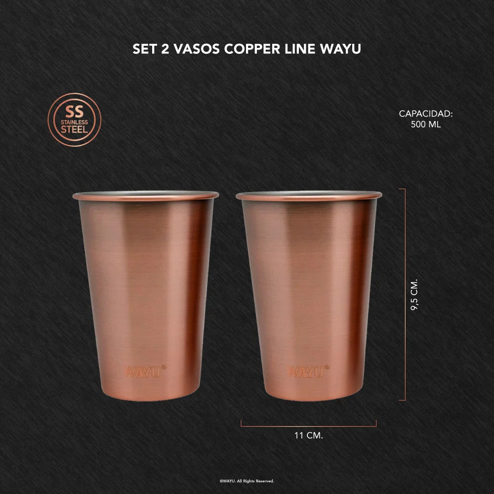 Set 2 Vasos 500ML Copper Line Wayu