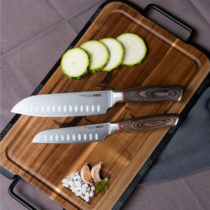 Set 2 Cuchillos Santoku Ring Red Wayu