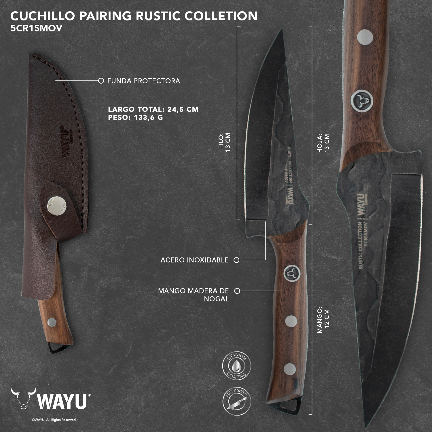 Cuchillo Pairing Con Funda Rustic Collection Wayu - Locos por la Parrilla