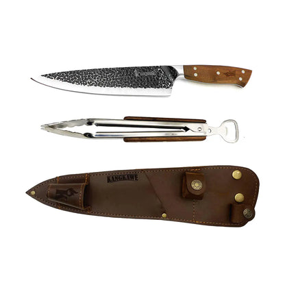 Set Cuchillo Curacaví + Tenaza Con Funda De Cuero Café