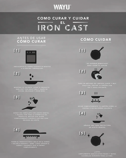 Disco Iron Cast con tapa de madera WAYU - Locos por la Parrilla