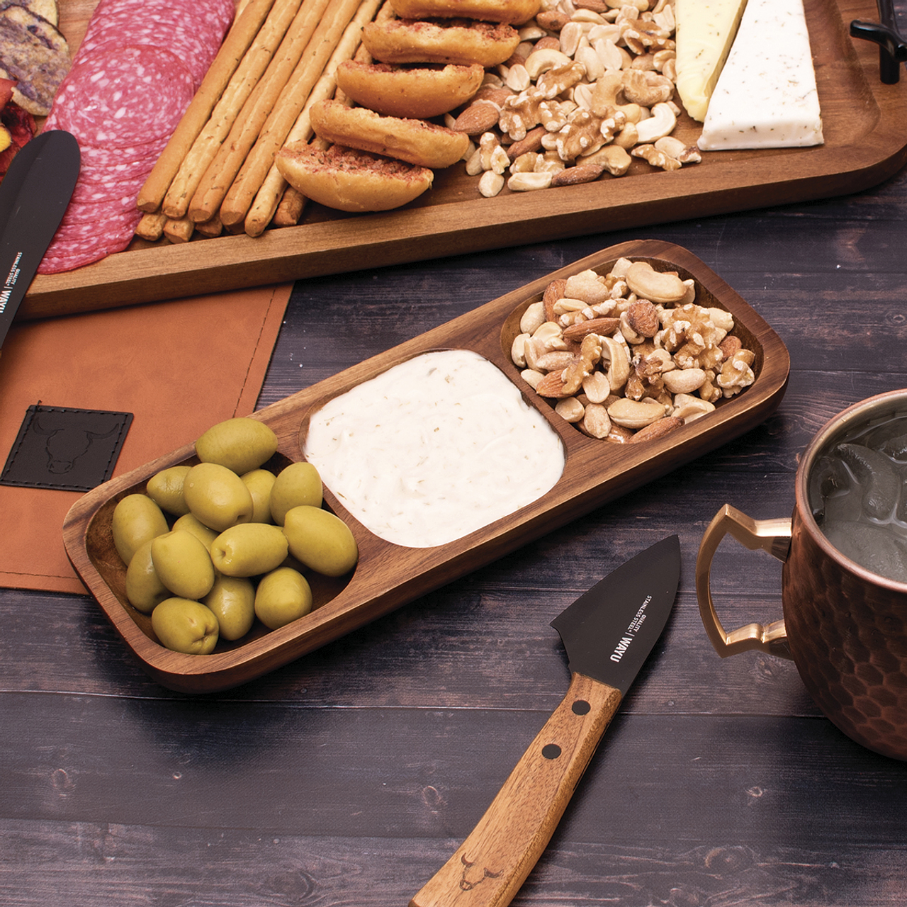 Plato Compartimiento Aperitivo Madera - Locos por la Parrilla