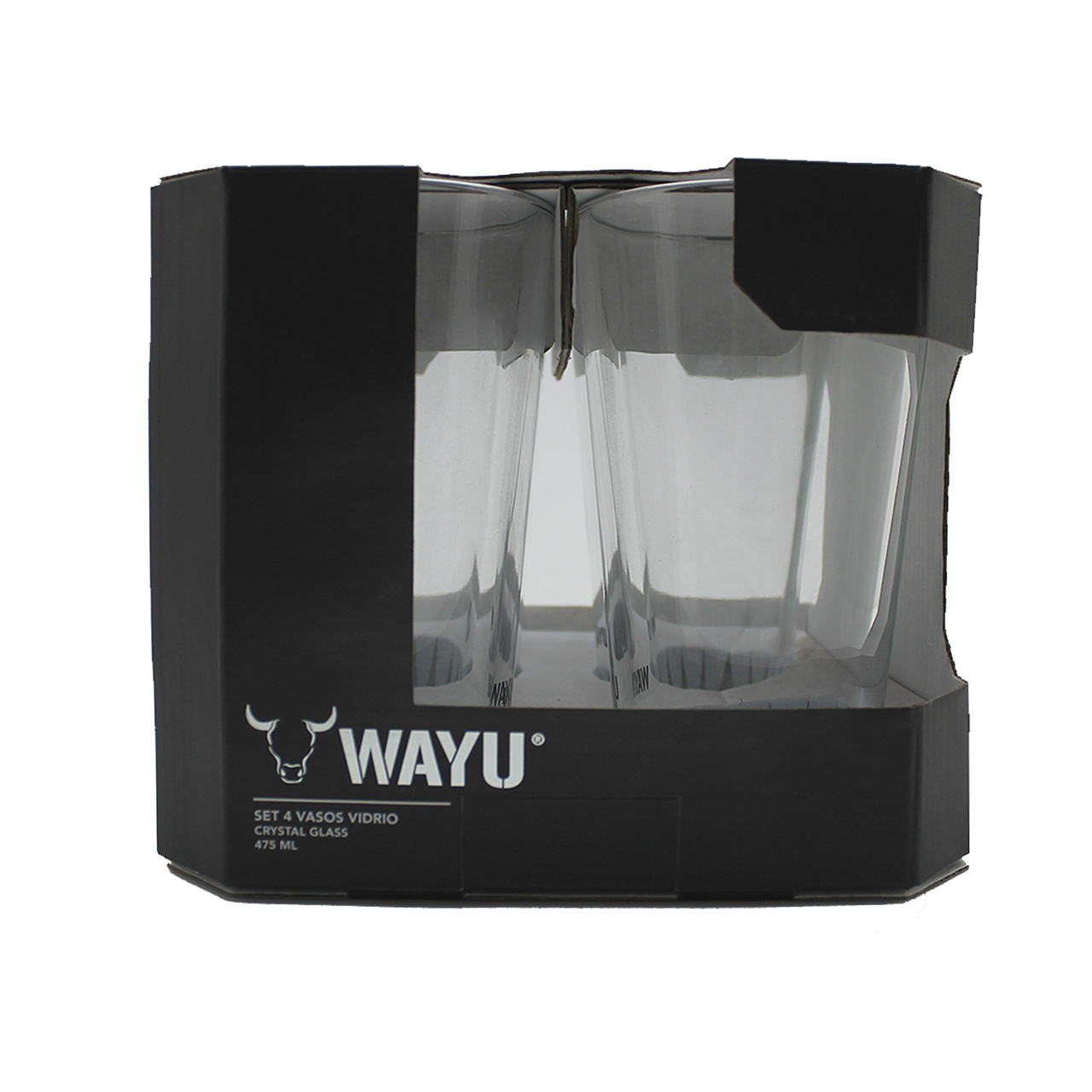 Set 4 Vasos Vidrio Wayu 475 ml - Locos por la Parrilla