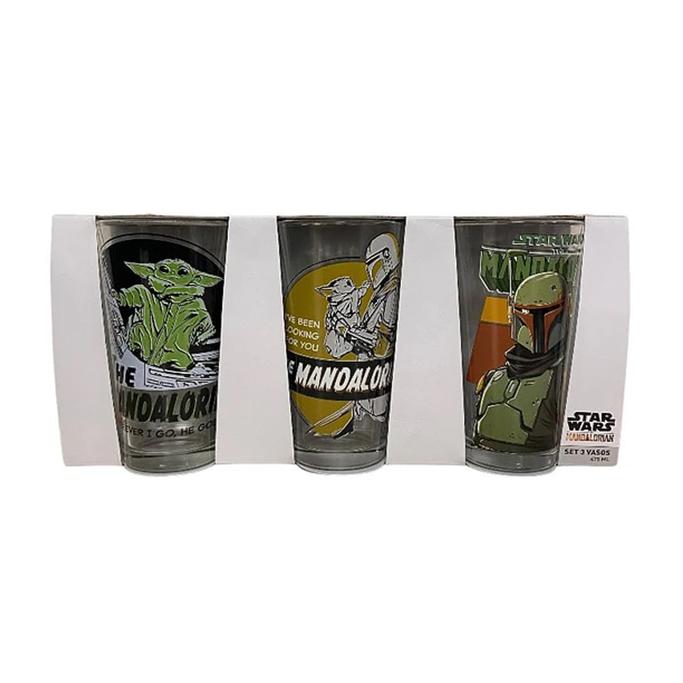 The Mandalorian - Set 3 Vasos De Vidrio 475 ml - Locos por la Parrilla