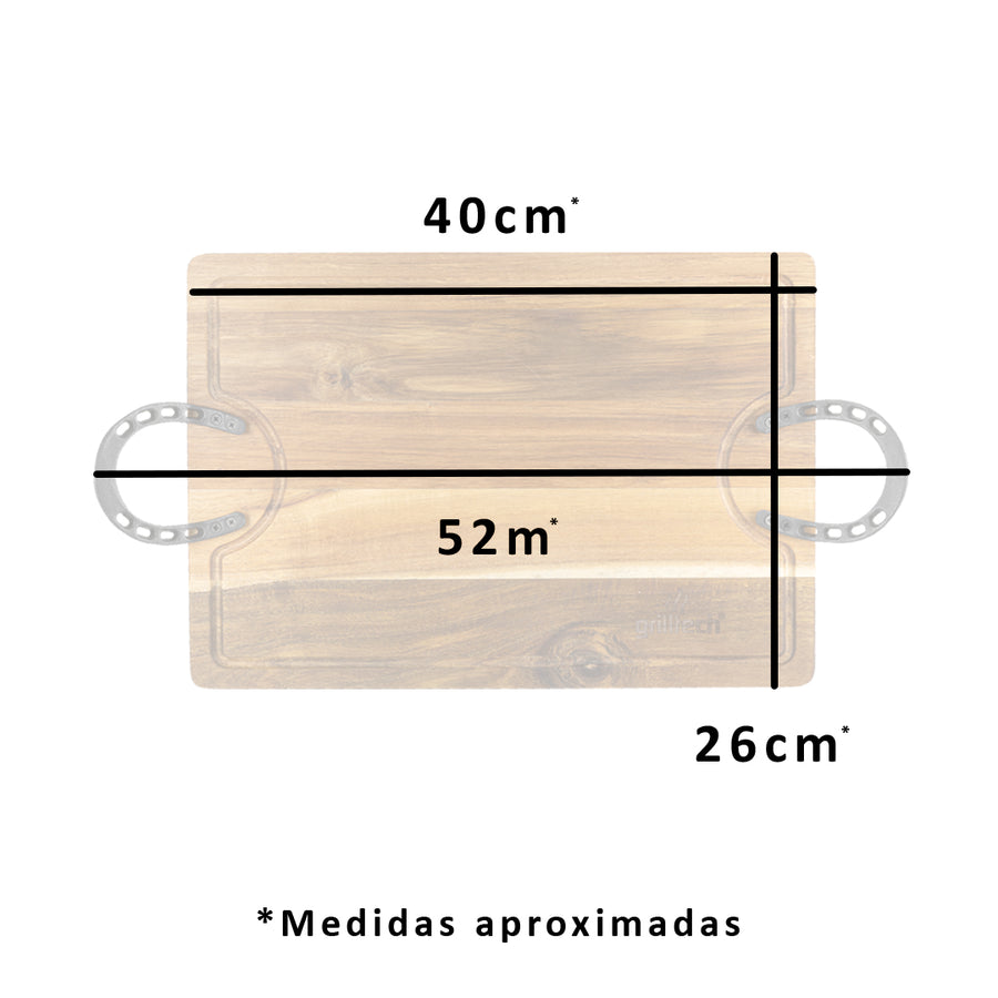 Tabla rústica con herraduras 40x26 cms - Locos por la Parrilla