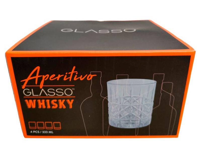 Vaso 330 ml Whisky Vintage 4 unidades - Locos por la Parrilla