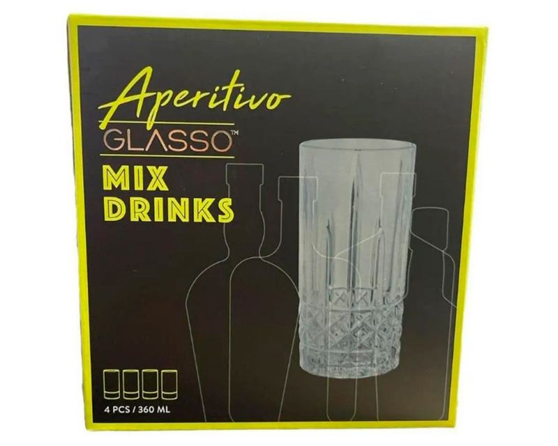 Set 4 Vasos Mix Drink Vintage 360 ml - Locos por la Parrilla