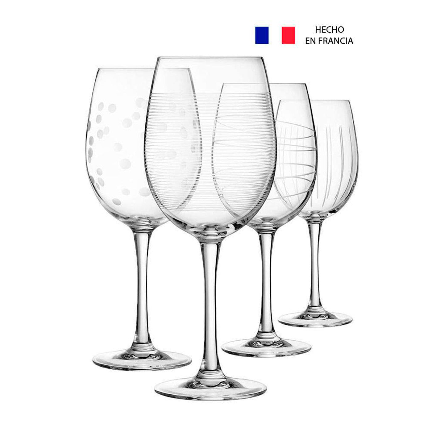 Set de 4 Copas de Vino 470cc Diseños Francesa - Locos por la Parrilla