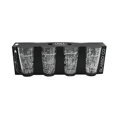 Set 4 vasos Piscoleros Colección Chile 475 ml - Locos por la Parrilla